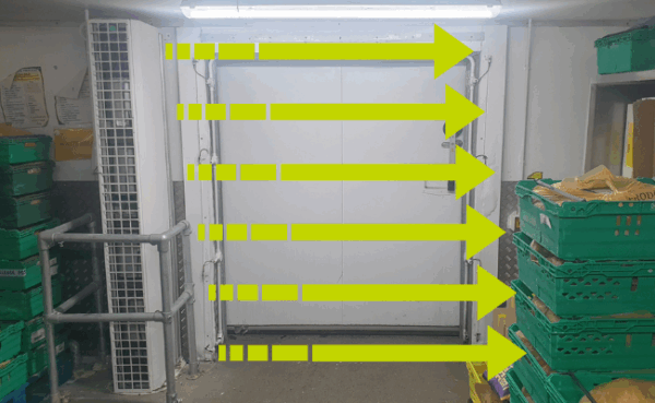 Image showing air flow from air curtain in a cold store