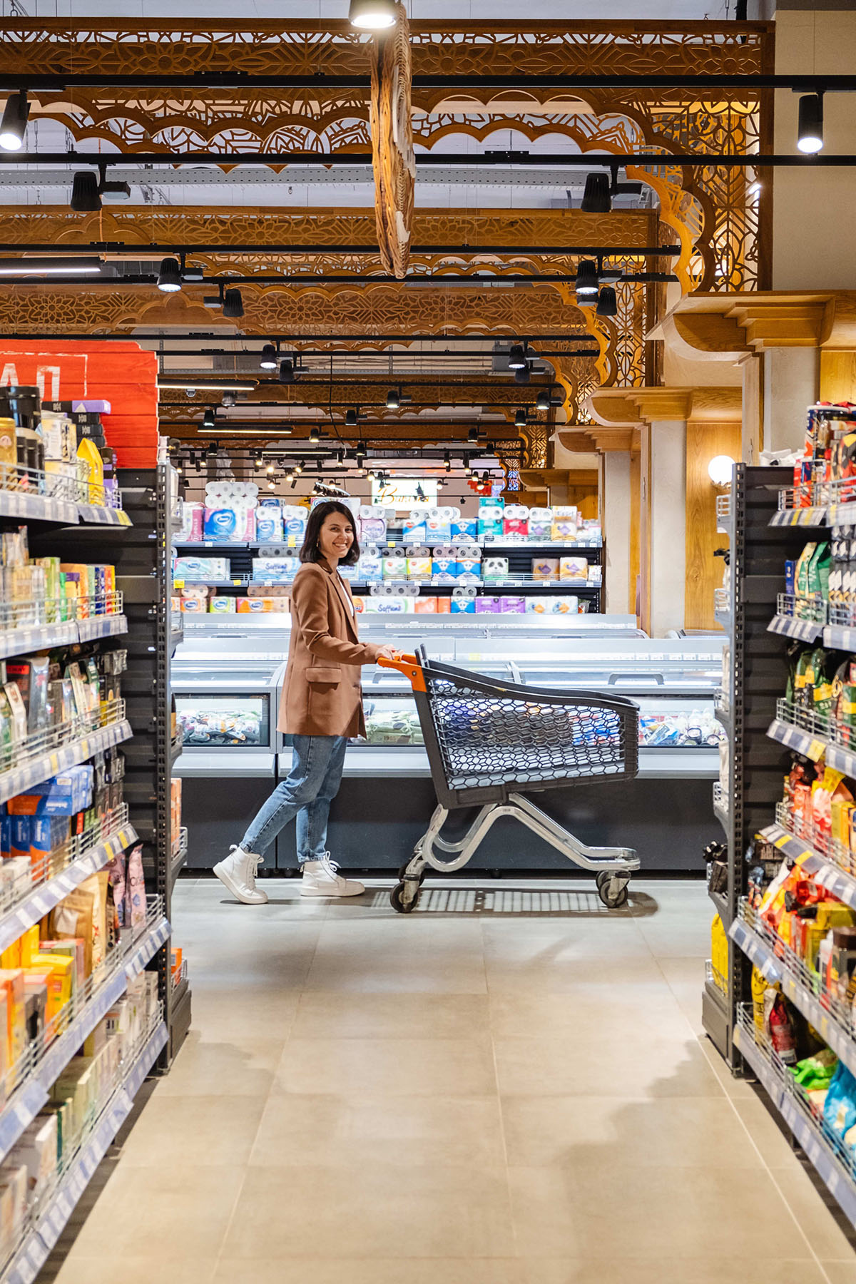 A woman with a cart